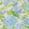 1 Yard Blue, Green and White Hydrangeas Medium Weight Linen Woven